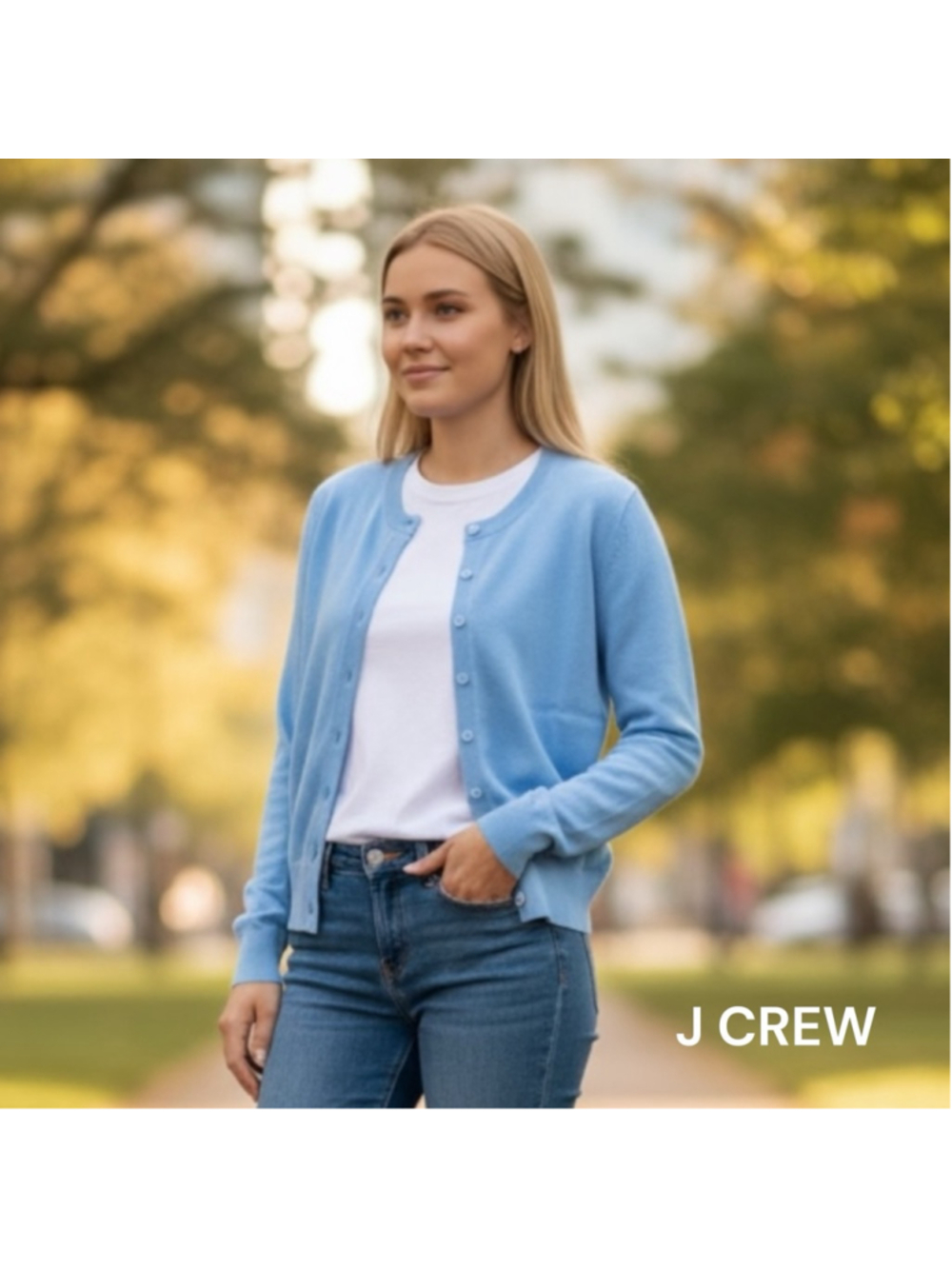 J.CREW Light Blue Classic Cardigan Sweater S